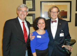 Bob Receiving the Healthy Alamance Lifetime Achievement Award. Pictured with Bob are Marty Stadler, Healthy Alamance Board President, and April Durr, Director of Healthy Alamance.