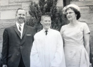 Bob and his parents after his Confirmation Service at Immanuel Lutheran Church, Erie, PA.